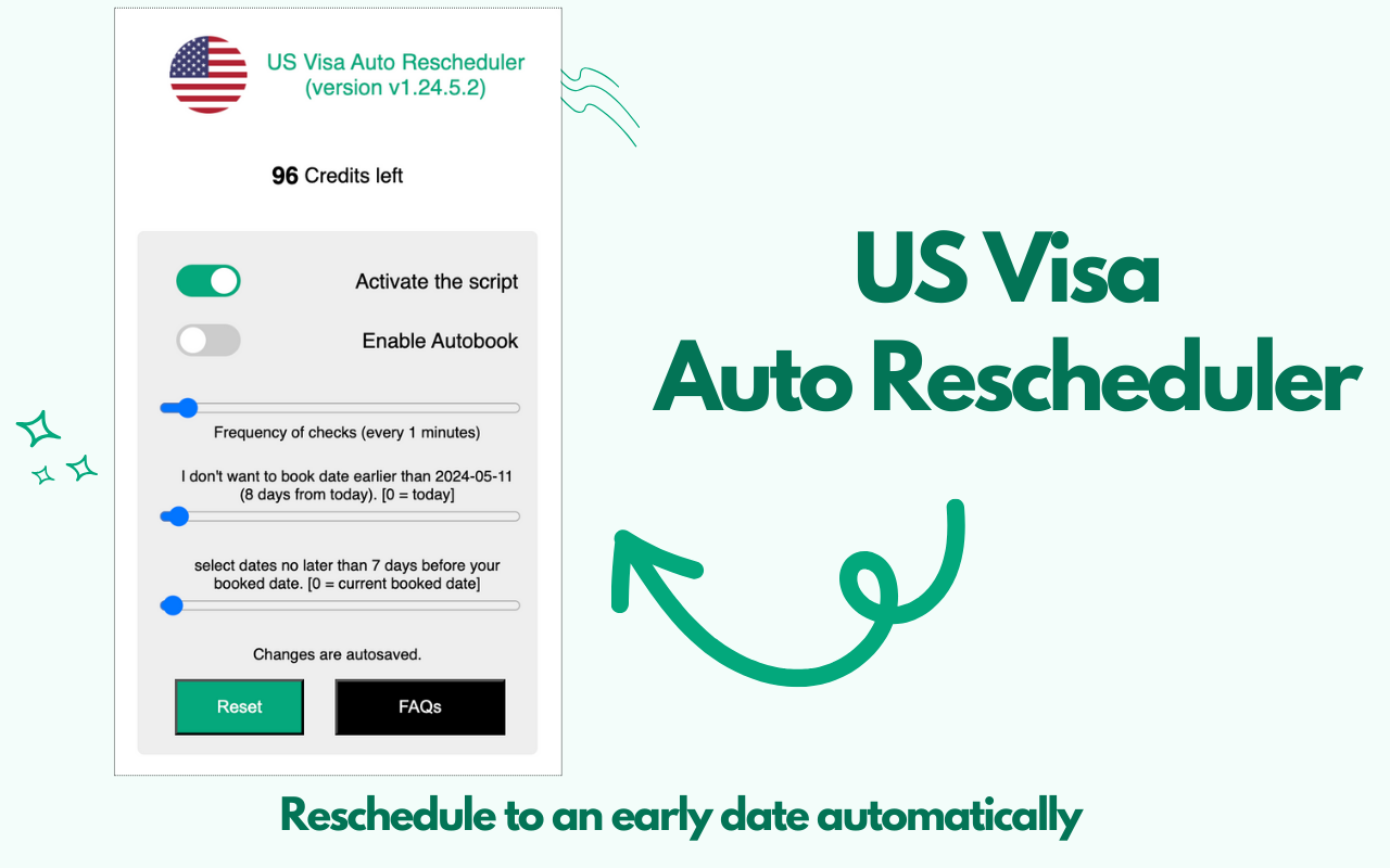 US Visa Slots Auto Check and Reschedule chrome谷歌浏览器插件_扩展第1张截图