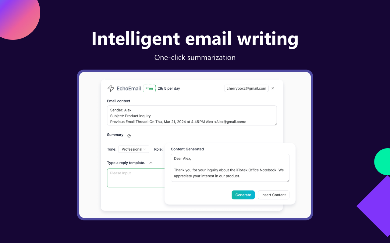 EchoEmail-AI Email Write Generator chrome谷歌浏览器插件_扩展第1张截图