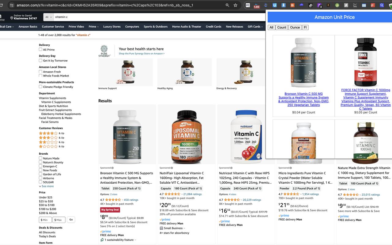Amazon Unit Price chrome谷歌浏览器插件_扩展第1张截图