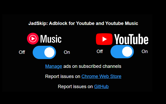 JadSkip: Adblock for Youtube and Youtube Music chrome谷歌浏览器插件_扩展第1张截图