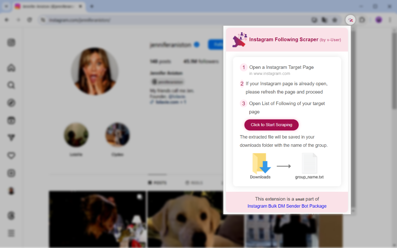 Instagram Following Scraper (by v-User) chrome谷歌浏览器插件_扩展第2张截图