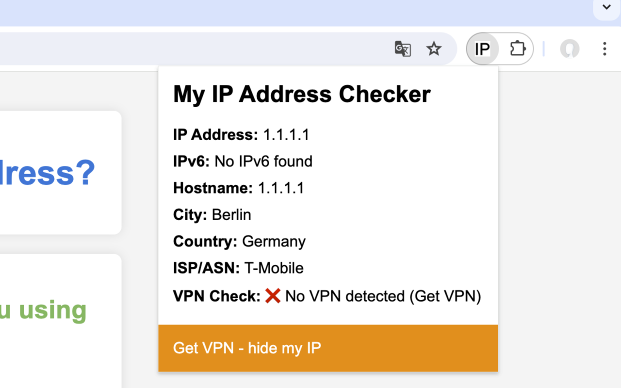 My IP Address Checker: Test IP + IPv6 +  chrome谷歌浏览器插件_扩展第1张截图