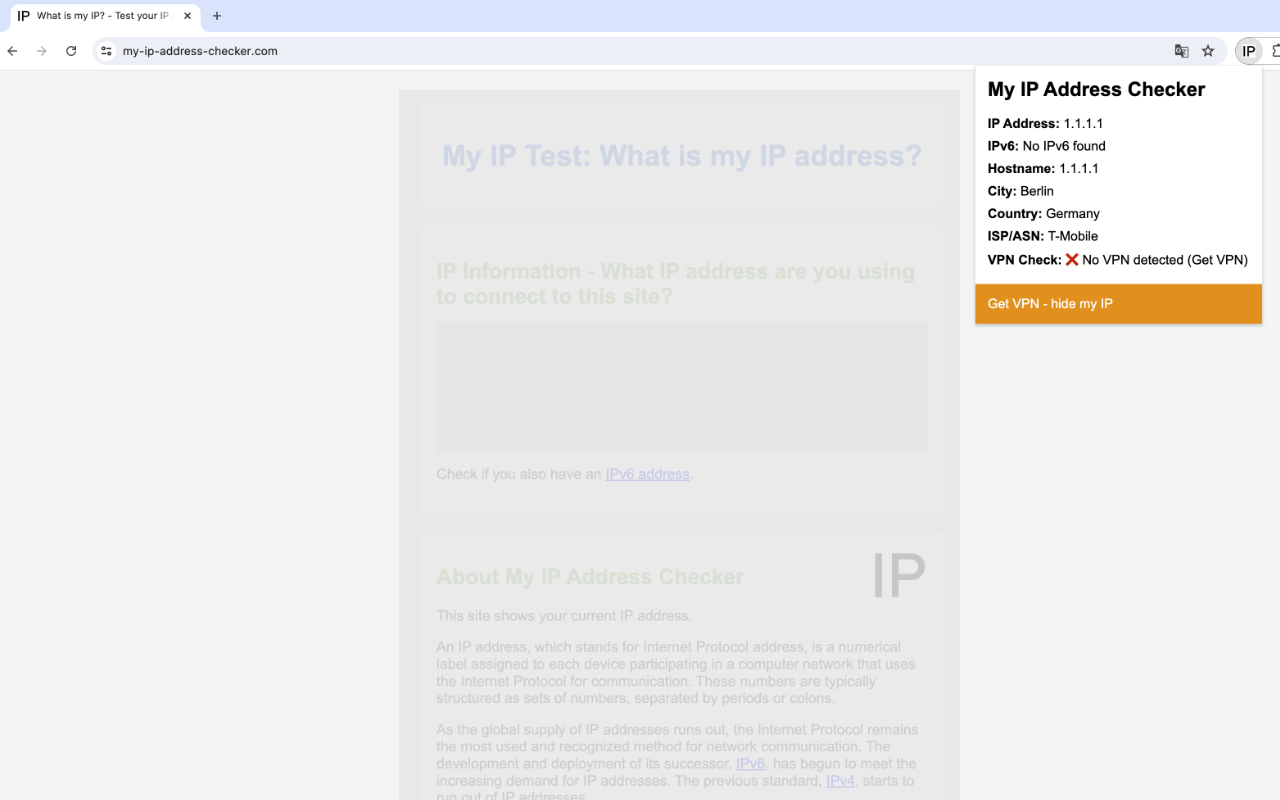My IP Address Checker: Test IP + IPv6 +  chrome谷歌浏览器插件_扩展第2张截图