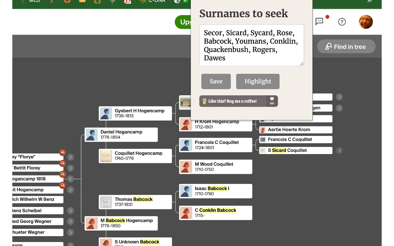 Ancestor Surname Highlighter chrome谷歌浏览器插件_扩展第1张截图