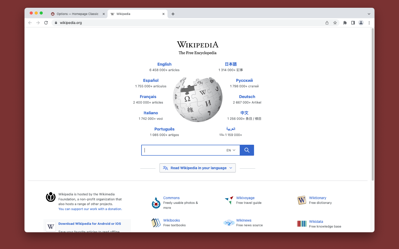 Homepage Classic chrome谷歌浏览器插件_扩展第1张截图