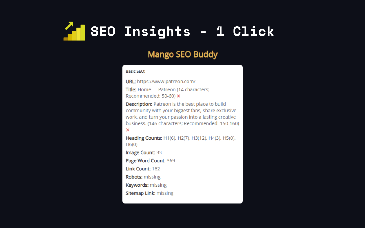 Basic SEO Meta Reader chrome谷歌浏览器插件_扩展第2张截图