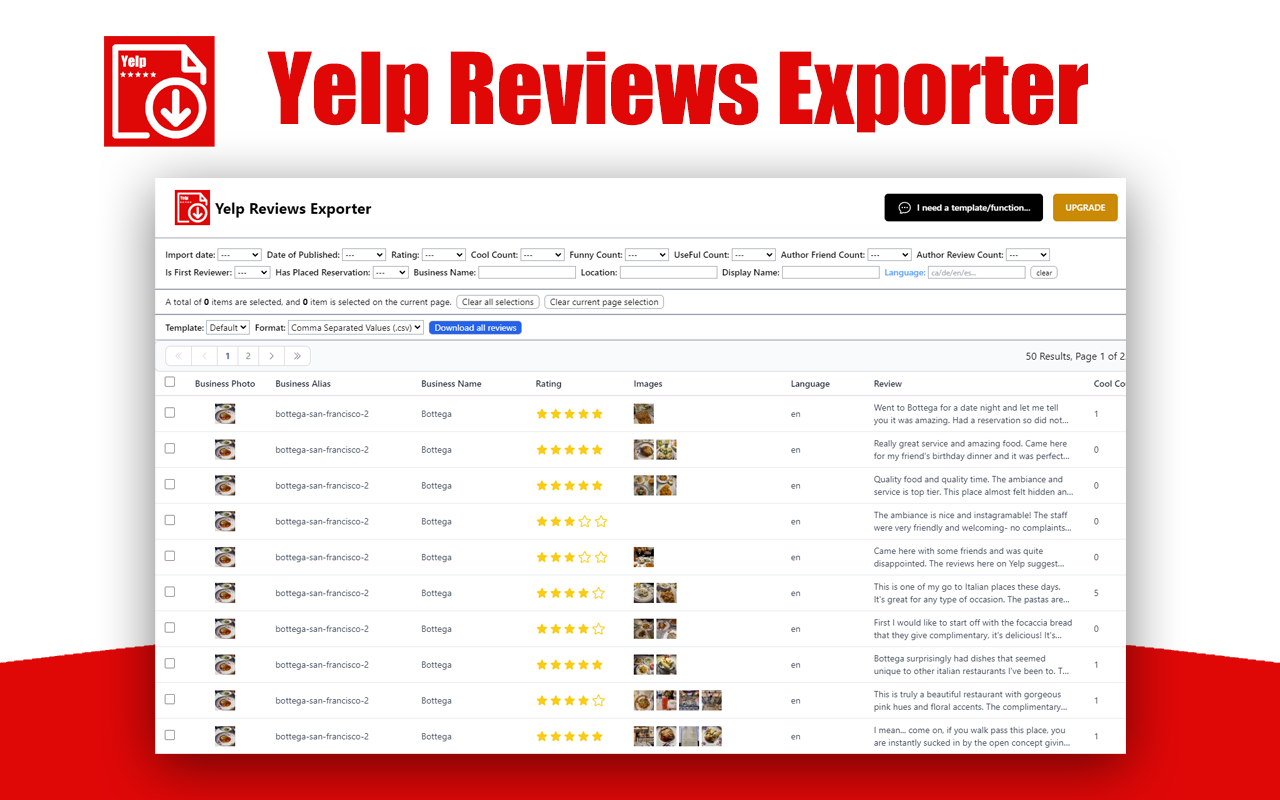 Yelp Reviews Exporter chrome谷歌浏览器插件_扩展第2张截图