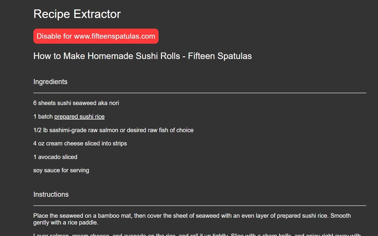 Recipe Extractor chrome谷歌浏览器插件_扩展第3张截图