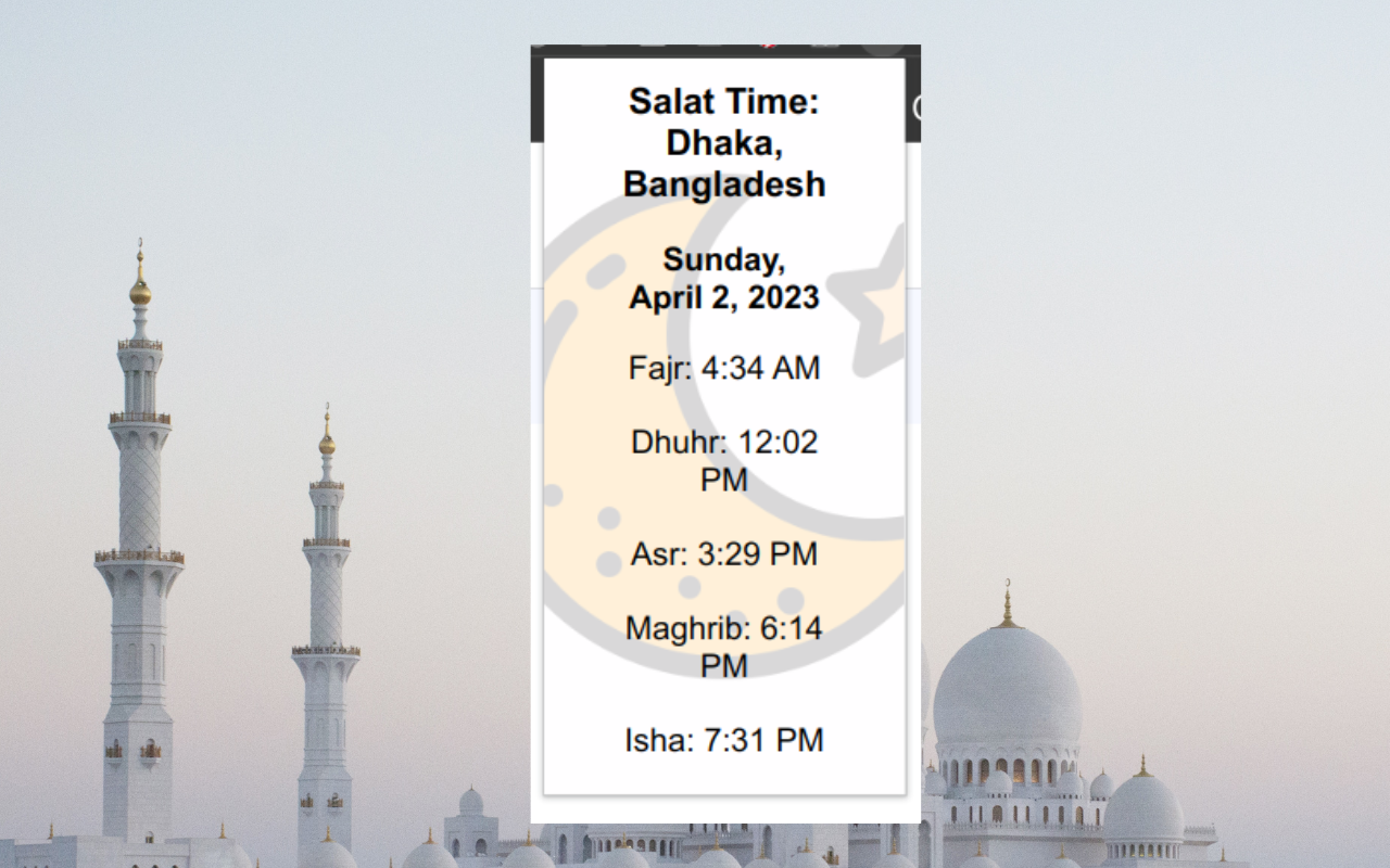 Bangladesh Salat Time chrome谷歌浏览器插件_扩展第1张截图