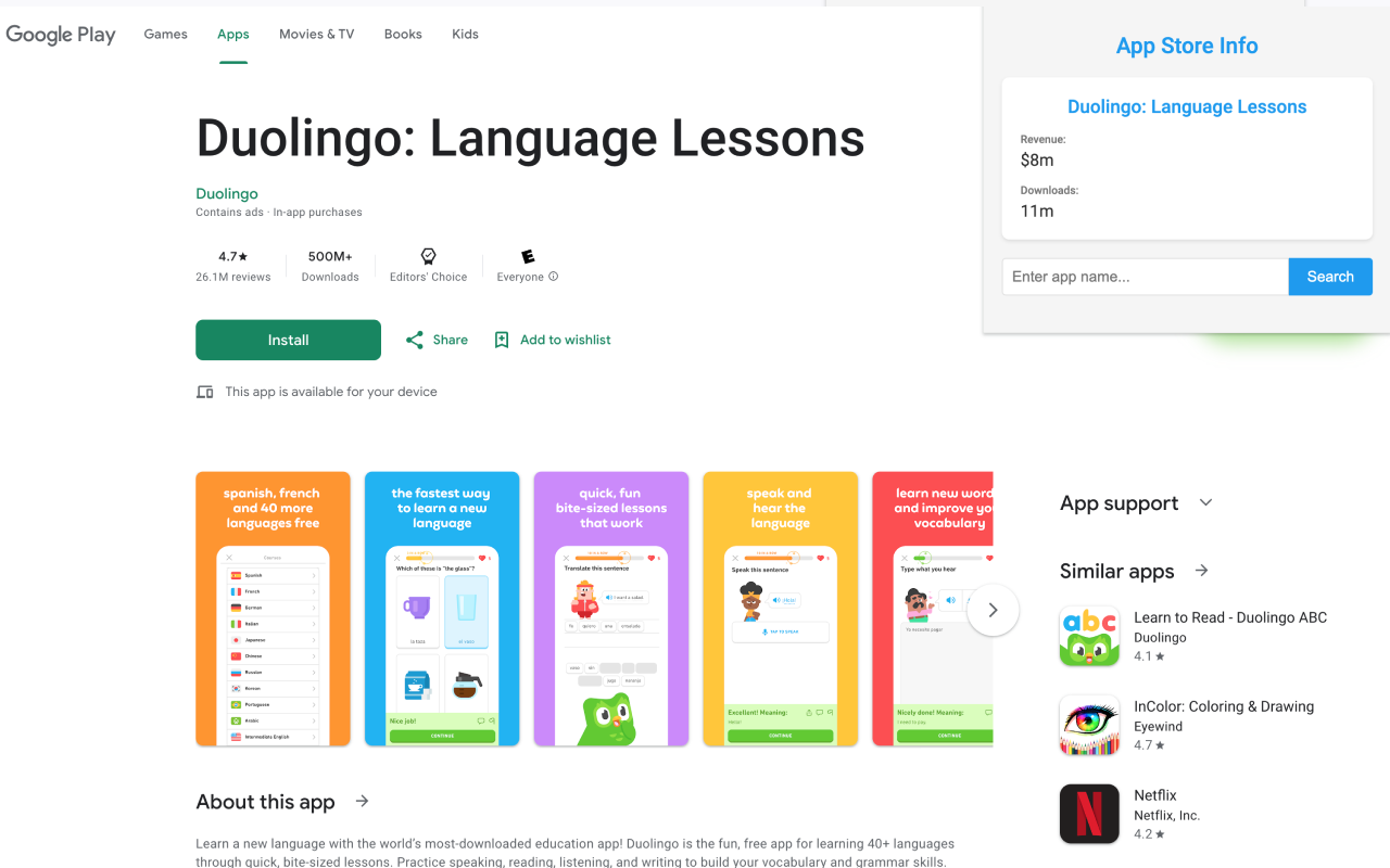 App download and revenue info - auto display on App Store and Google Play chrome谷歌浏览器插件_扩展第2张截图