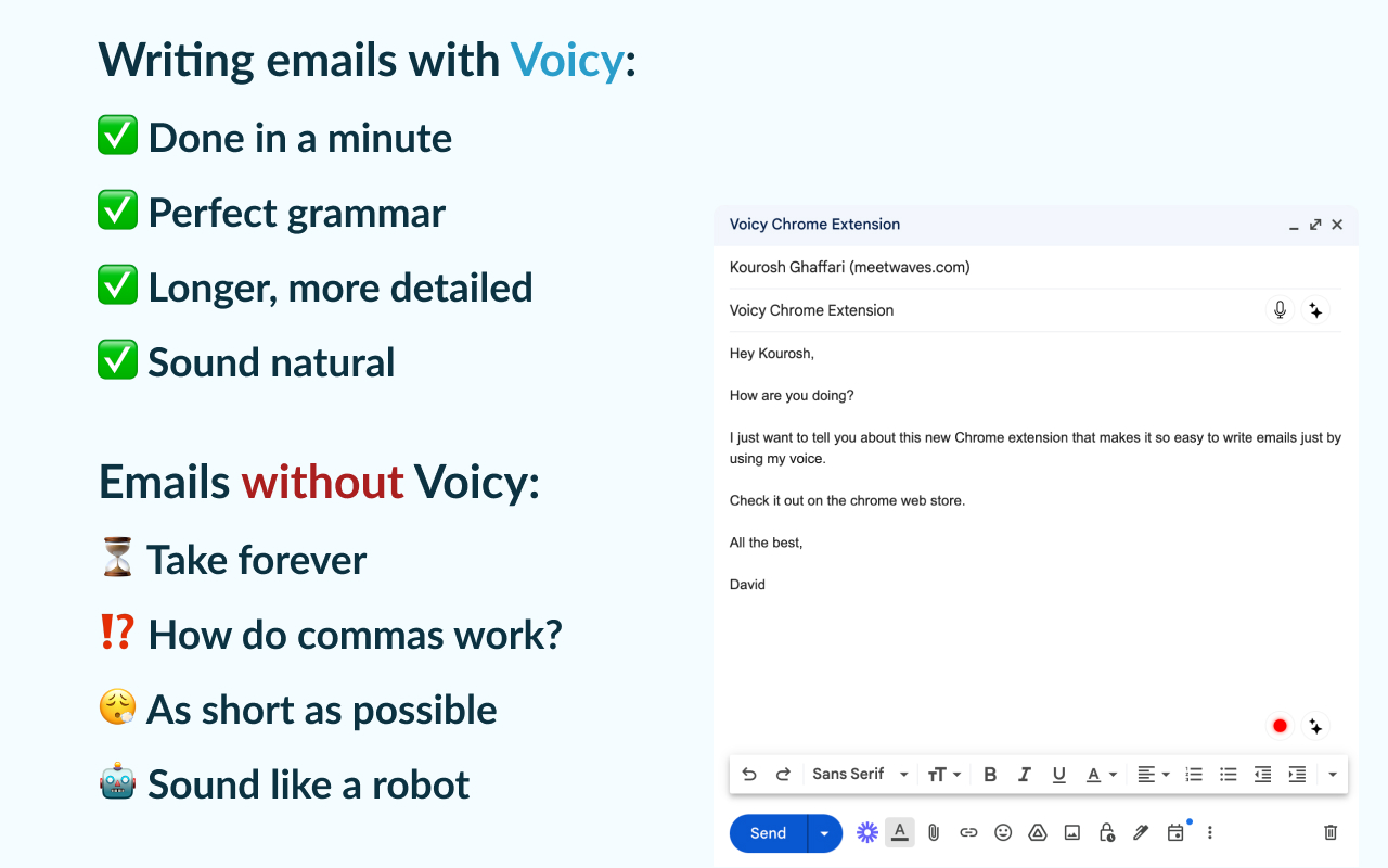 Voicy - Voice to Text Powered by AI chrome谷歌浏览器插件_扩展第1张截图