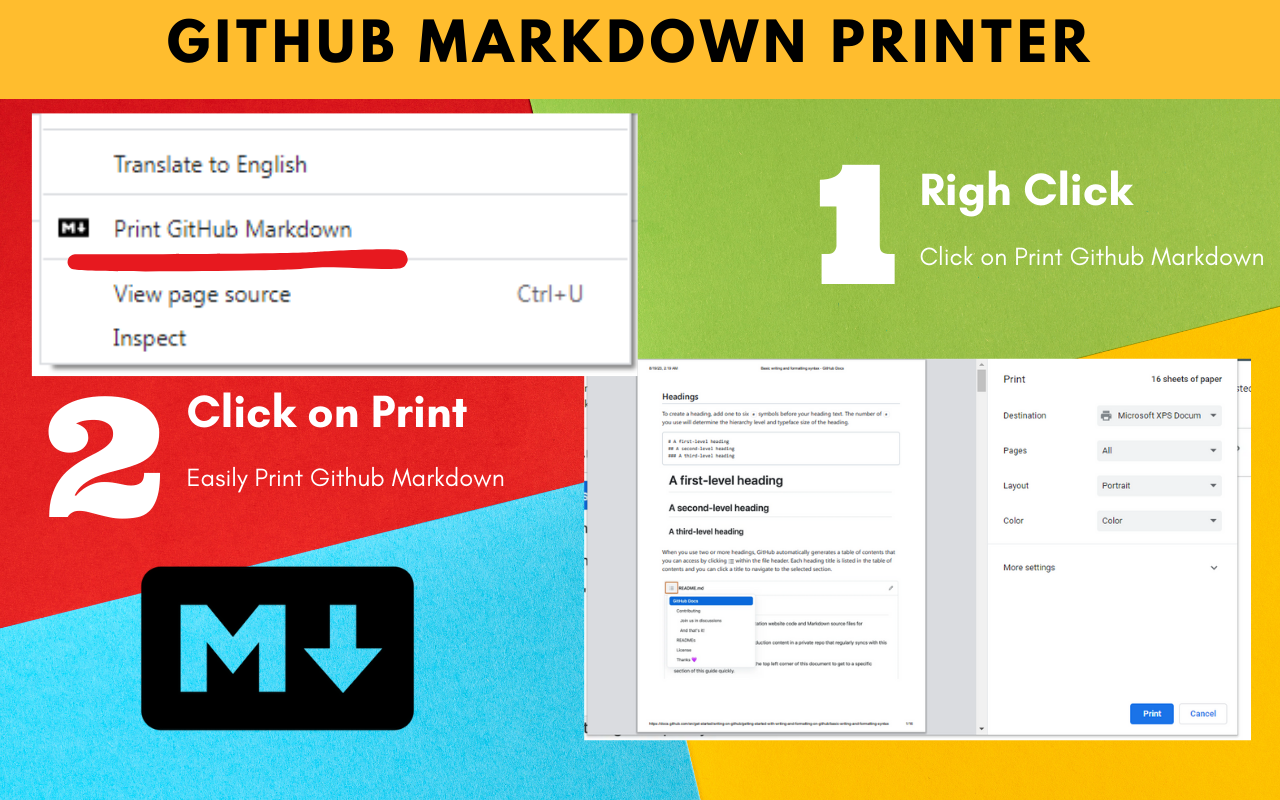 GitHub Markdown Printer chrome谷歌浏览器插件_扩展第1张截图