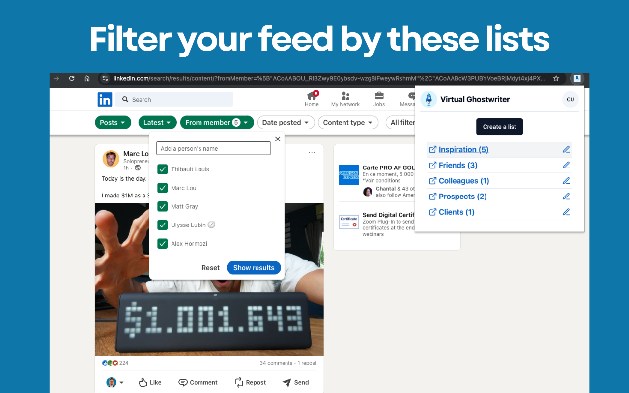 Virtual Ghostwriter - Personalize Your LinkedIn Feed chrome谷歌浏览器插件_扩展第2张截图