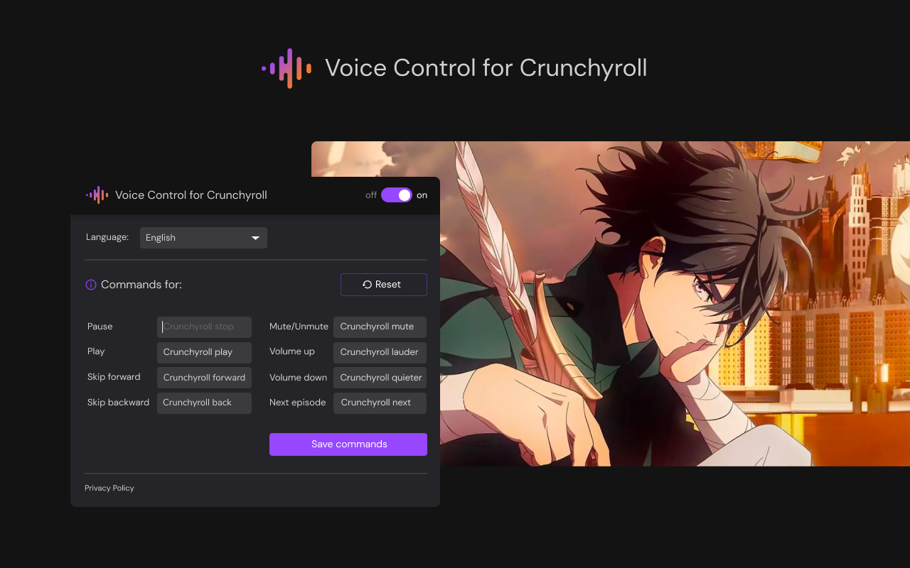 Voice Control for Crunchyroll chrome谷歌浏览器插件_扩展第1张截图