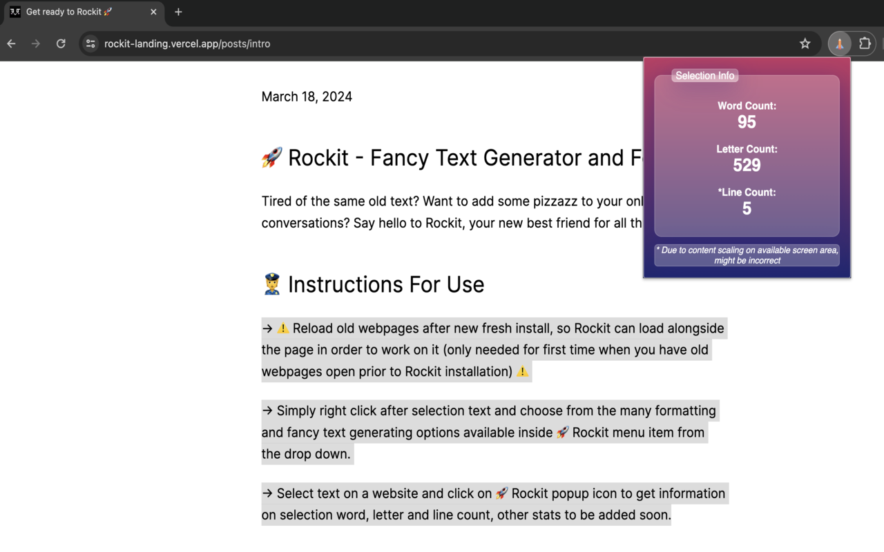 Rockit - Fancy Text Generator and Formatter chrome谷歌浏览器插件_扩展第1张截图