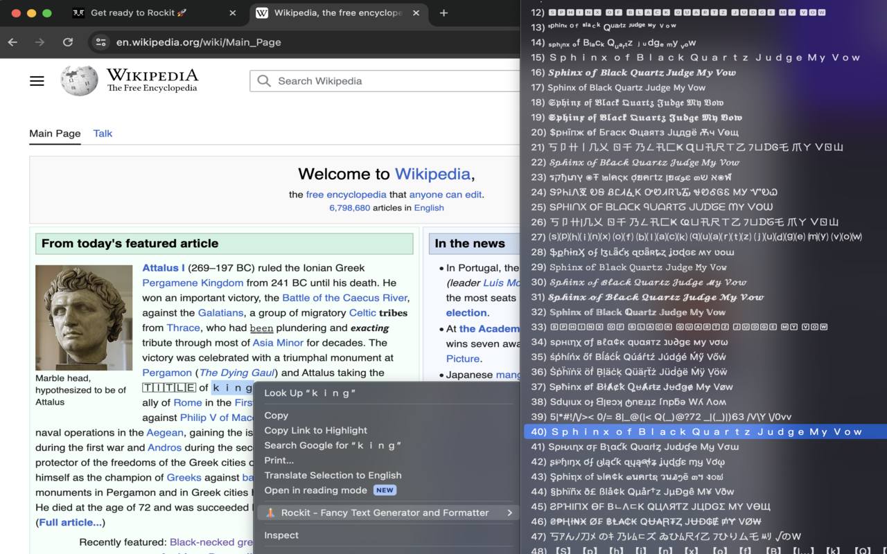 Rockit - Fancy Text Generator and Formatter chrome谷歌浏览器插件_扩展第3张截图