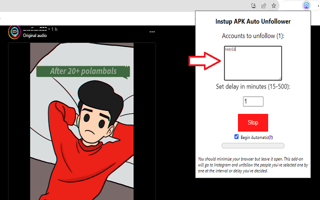 Instup APK Auto Unfollower chrome谷歌浏览器插件_扩展第1张截图