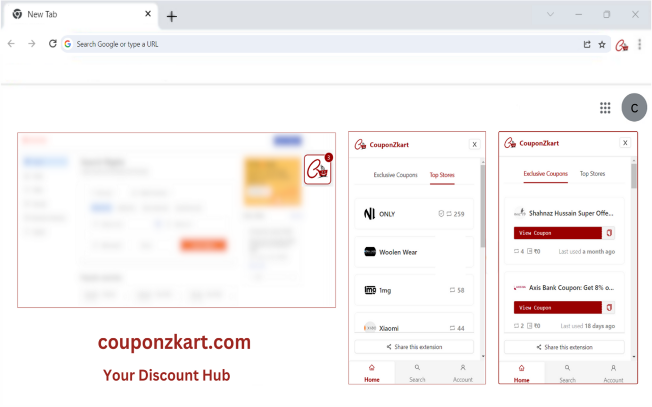 CouponZkart: Automatic Coupon Codes Finder! chrome谷歌浏览器插件_扩展第1张截图