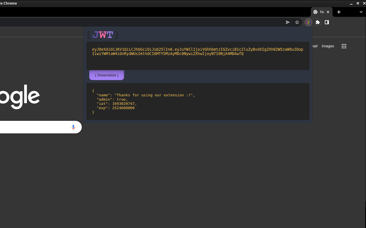 JWT Token Deserializer chrome谷歌浏览器插件_扩展第1张截图