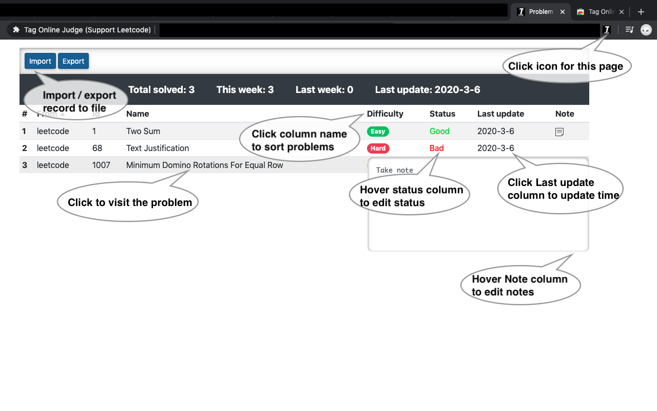 Tag Online Judge (Support Leetcode) chrome谷歌浏览器插件_扩展第1张截图