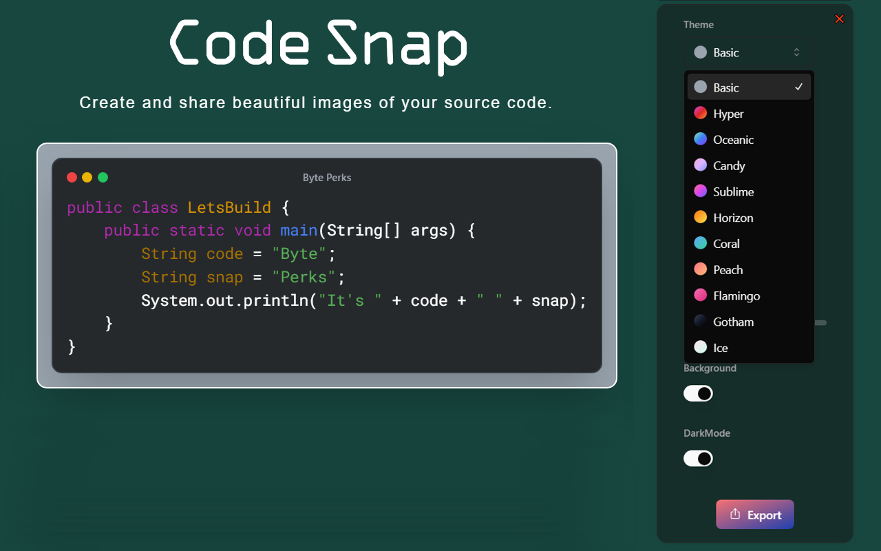 CodeSnap - Share Code Snippets chrome谷歌浏览器插件_扩展第3张截图