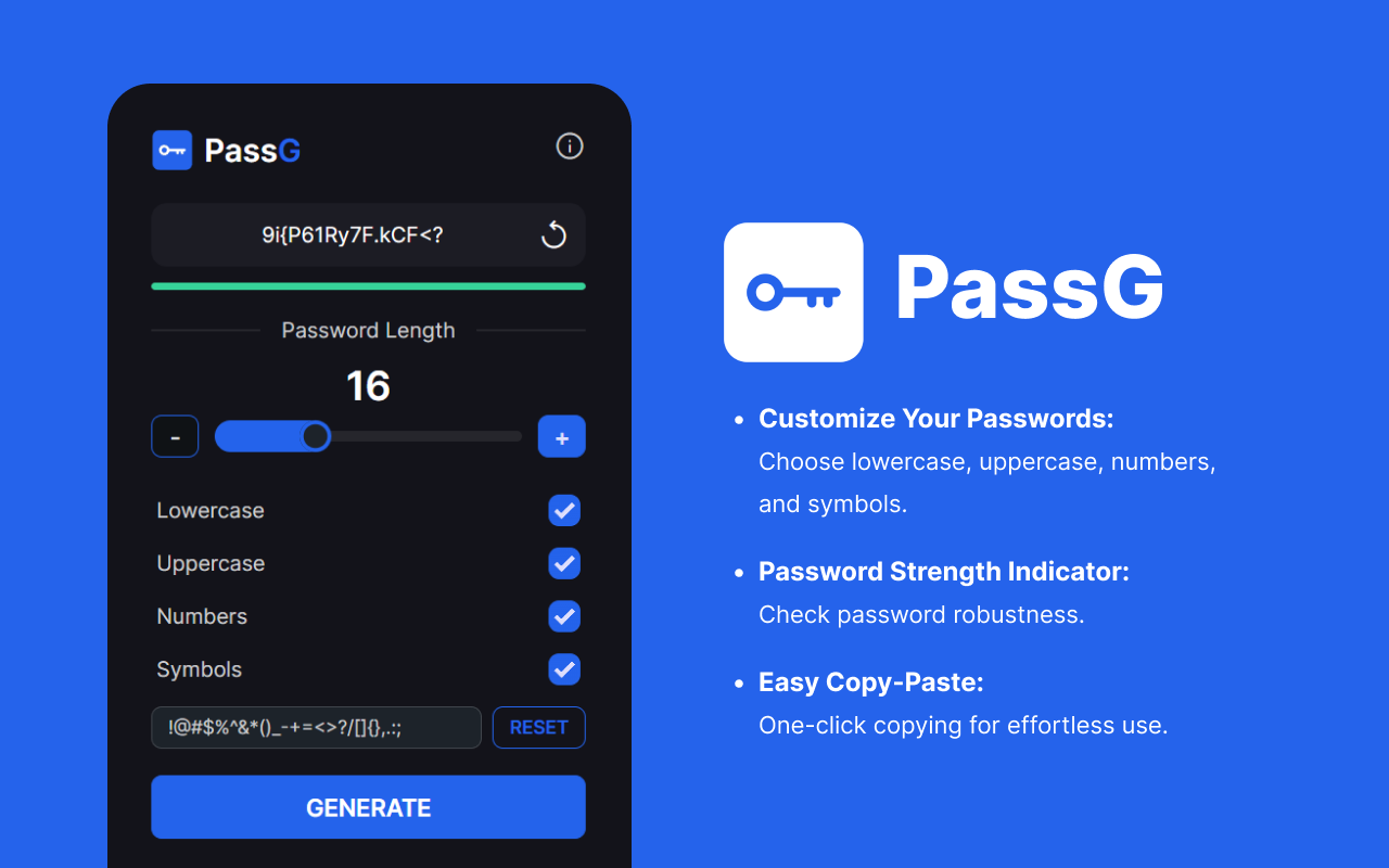 PassG: Random Password Generator chrome谷歌浏览器插件_扩展第1张截图