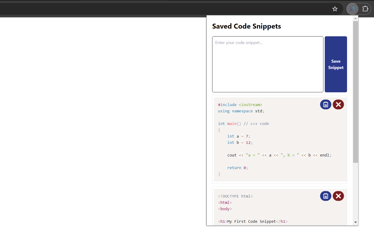 Code Snippet Saver chrome谷歌浏览器插件_扩展第3张截图