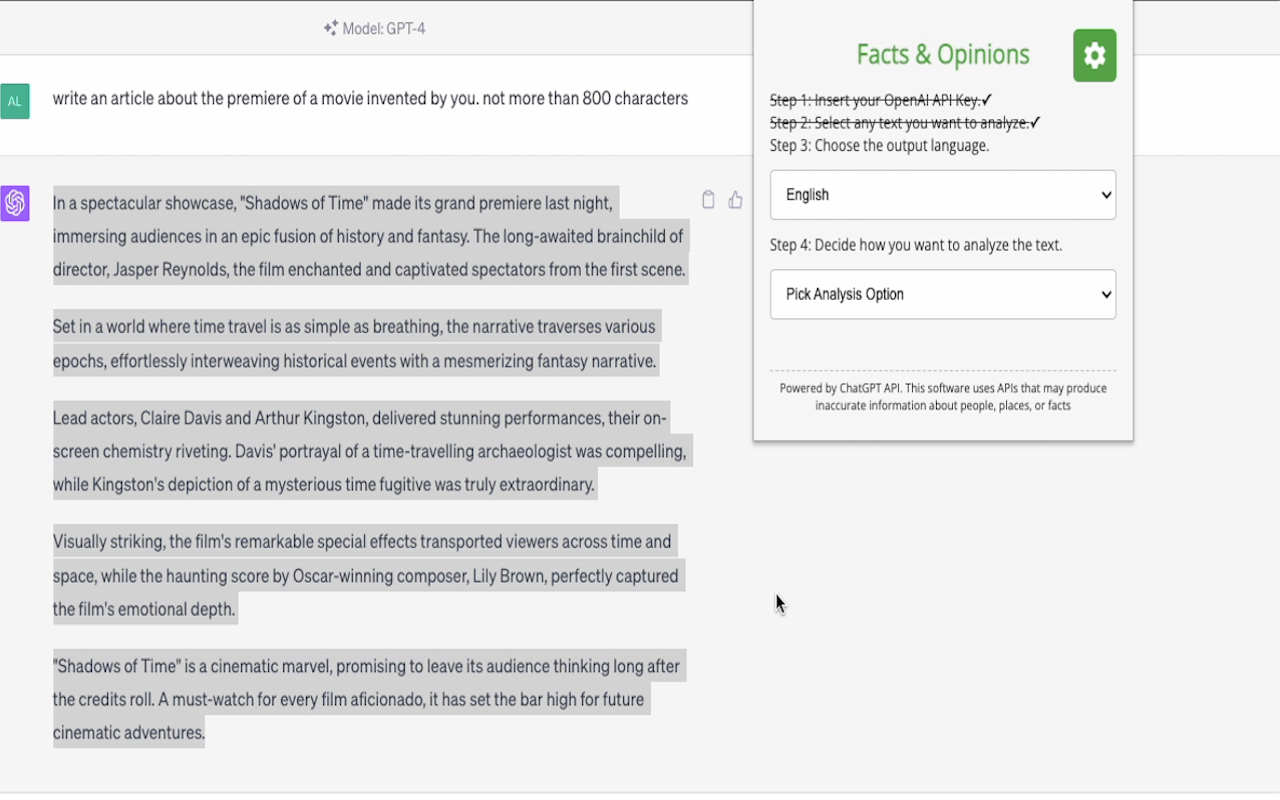 Facts & Opinions - Powered by ChatGPT API chrome谷歌浏览器插件_扩展第5张截图