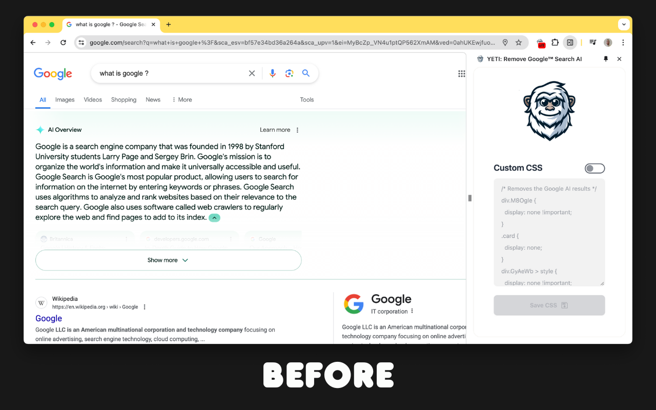 YETI: Remove Google™ Search AI chrome谷歌浏览器插件_扩展第1张截图