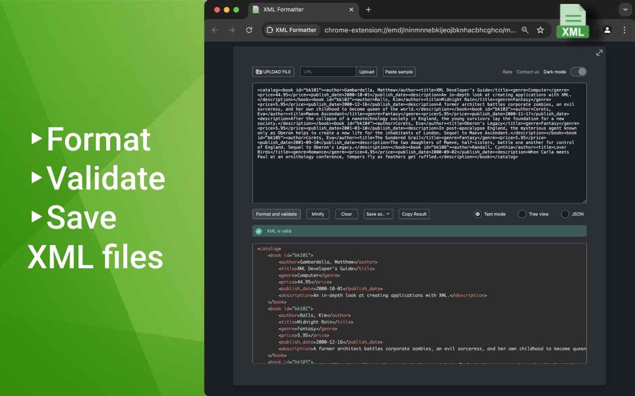 XML Formatter chrome谷歌浏览器插件_扩展第1张截图
