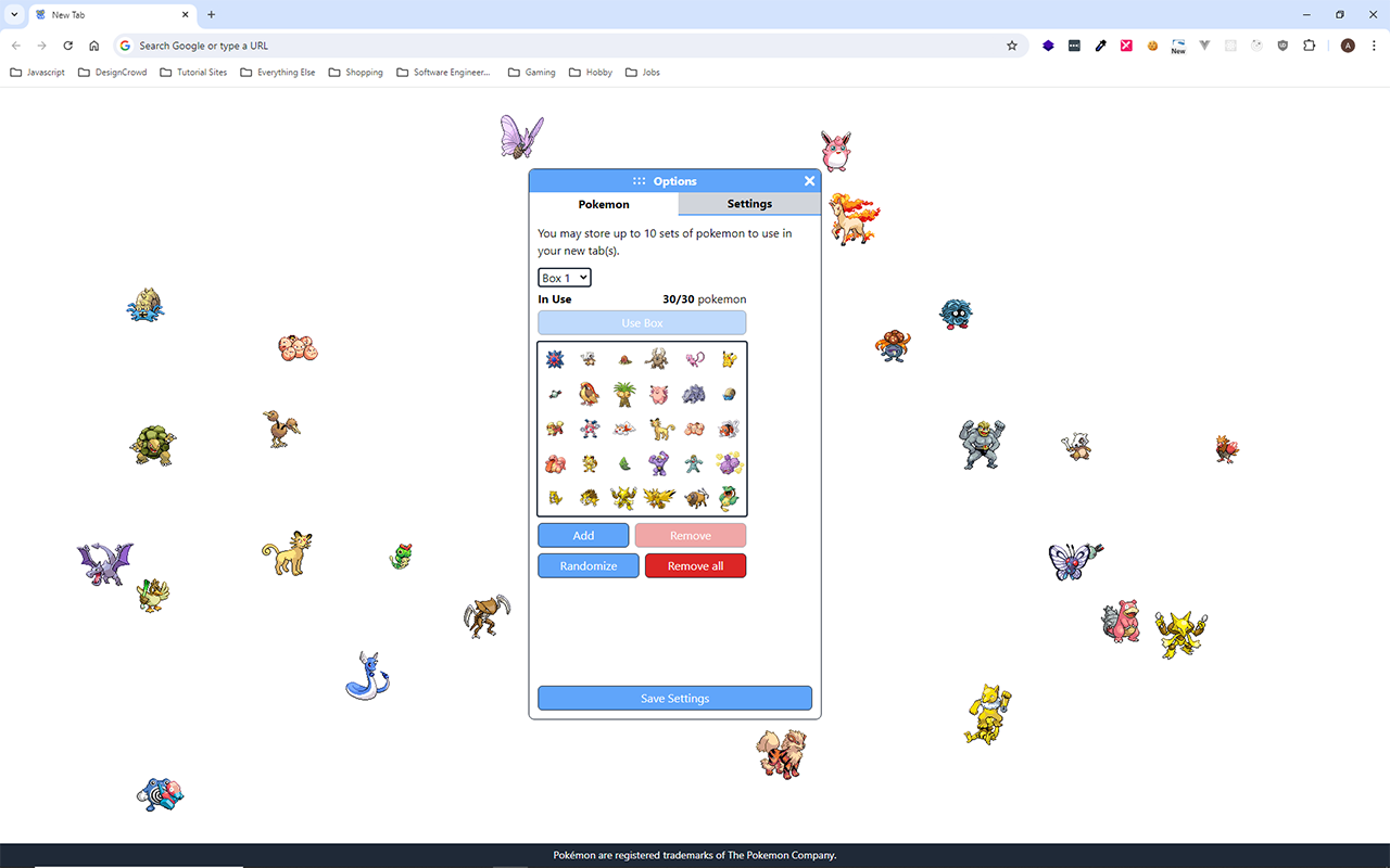 PokeTab - Pokemon in your New Tab chrome谷歌浏览器插件_扩展第4张截图