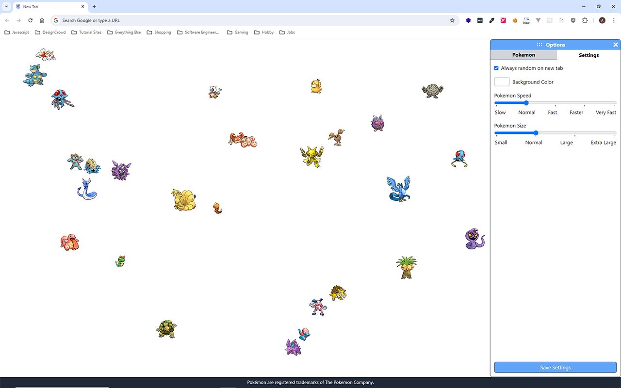 PokeTab - Pokemon in your New Tab chrome谷歌浏览器插件_扩展第5张截图