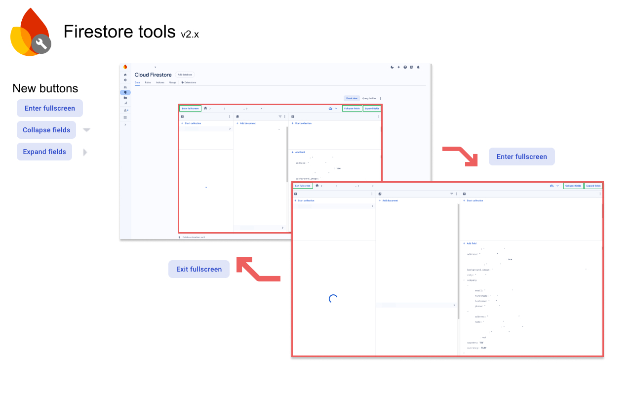 Firestore Tools: fullscreen browser, collapse fields chrome谷歌浏览器插件_扩展第1张截图