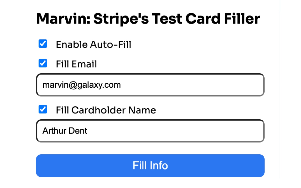 Marvin Stripe's Test Card Filler chrome谷歌浏览器插件_扩展第1张截图