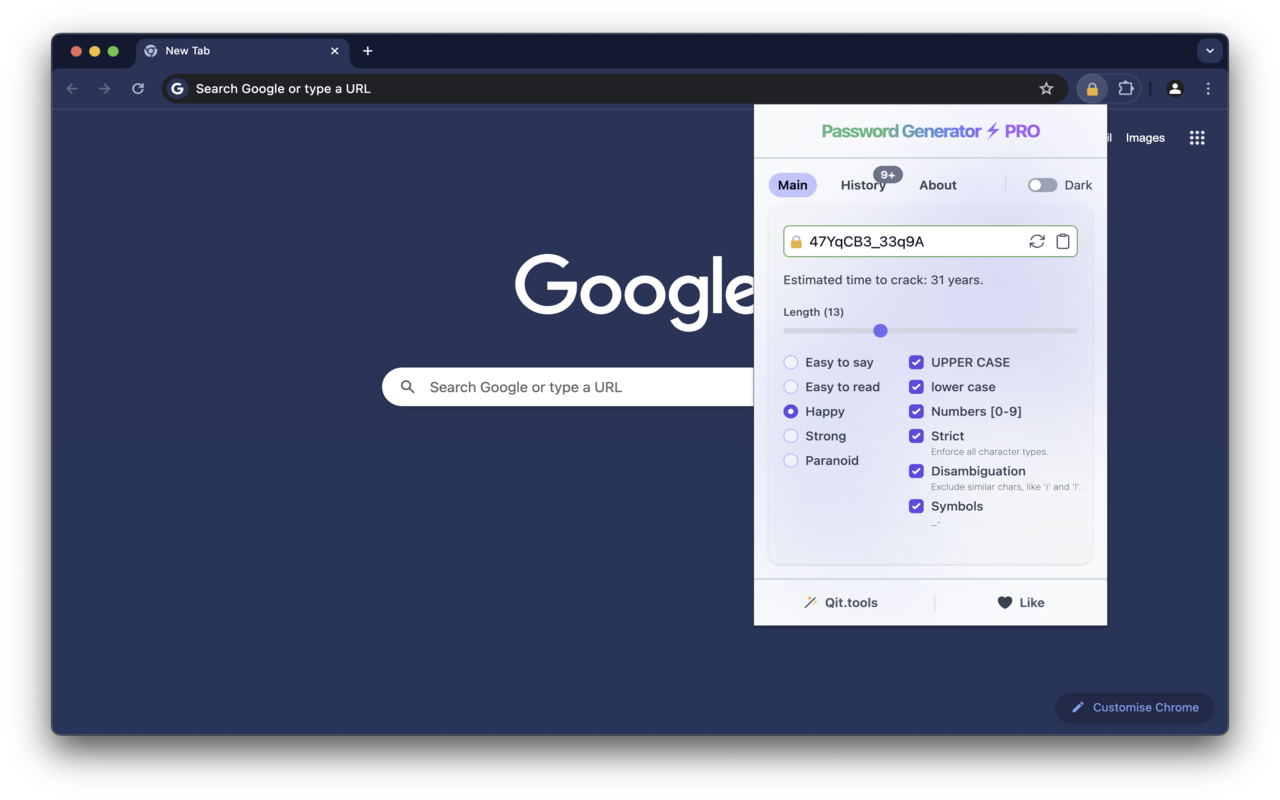 密码生成器 PRO chrome谷歌浏览器插件_扩展第3张截图