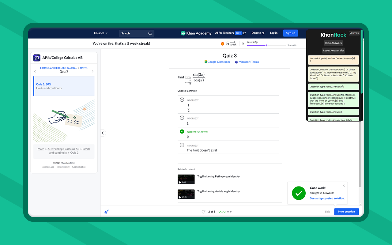 KhanHack chrome谷歌浏览器插件_扩展第2张截图