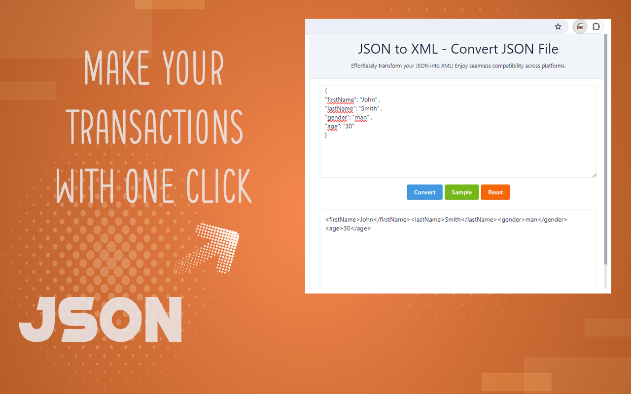 JSON to XML - Convert JSON File chrome谷歌浏览器插件_扩展第2张截图