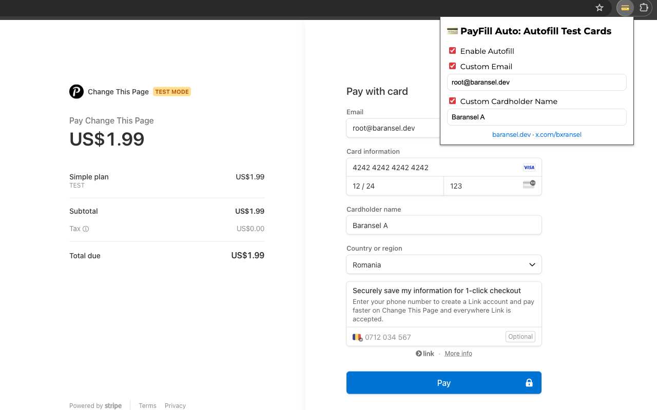 PayFill Auto: Autofill Test Cards chrome谷歌浏览器插件_扩展第2张截图