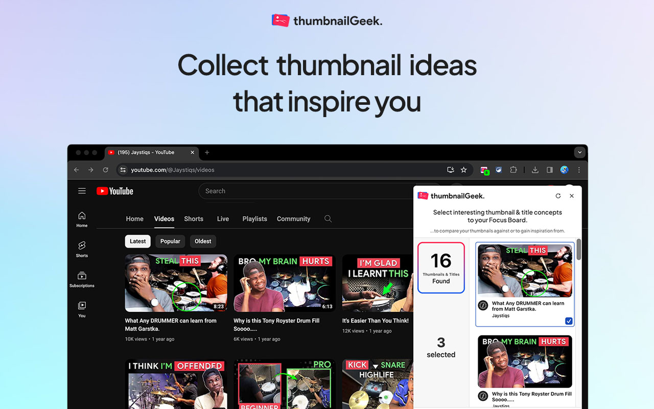 ThumbnailGeek - AI Youtube Thumbnail Tester chrome谷歌浏览器插件_扩展第3张截图
