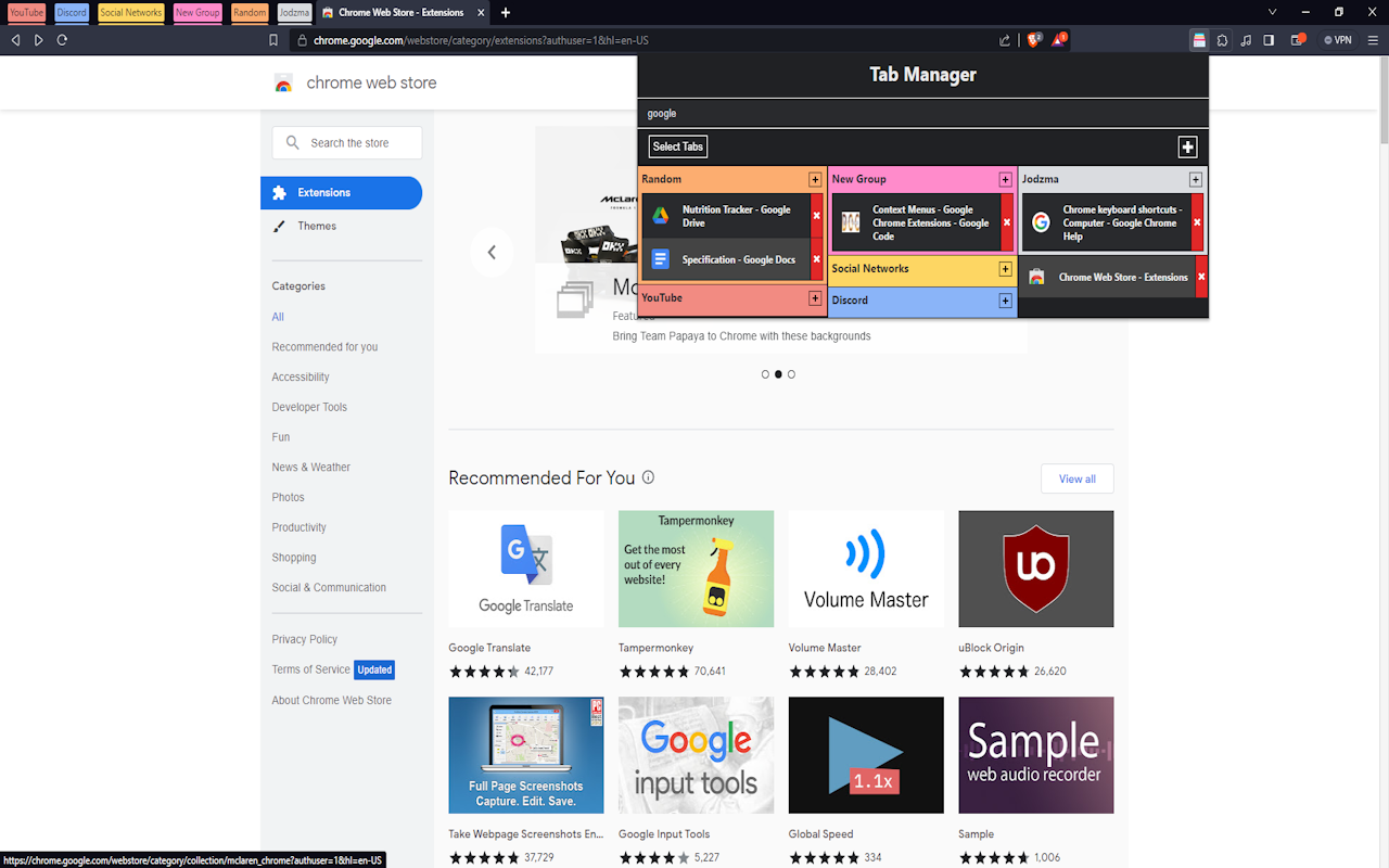 Tab Manager chrome谷歌浏览器插件_扩展第2张截图