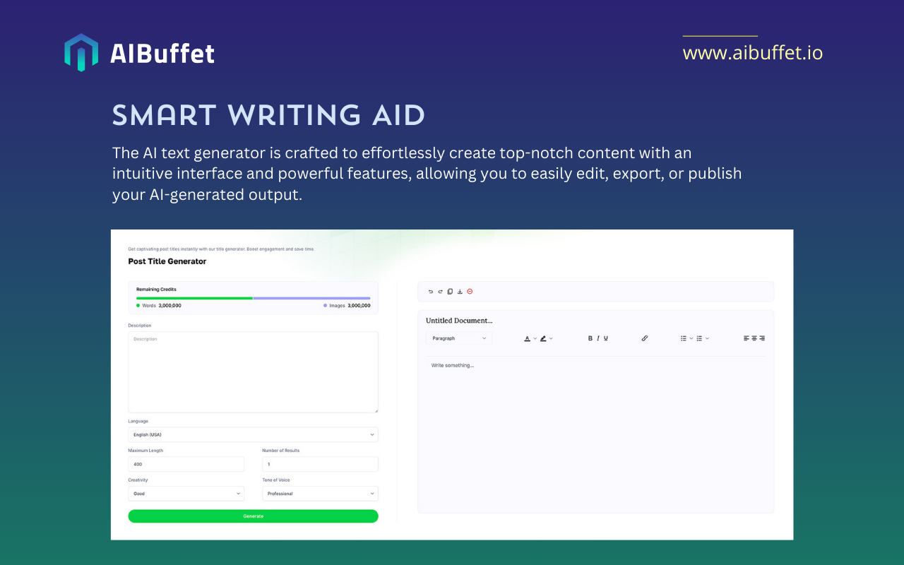 AI Buffet - AI Article & Graphics Generator chrome谷歌浏览器插件_扩展第2张截图