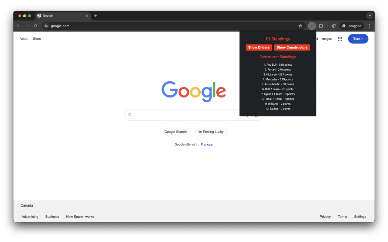 F1 Standings chrome谷歌浏览器插件_扩展第2张截图
