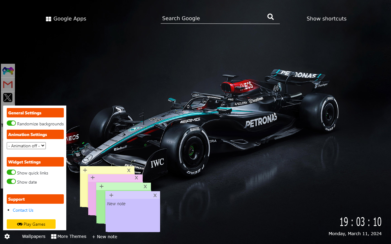 Mercedes AMG F1 Cars Wallpapers New Tab Gameograf chrome谷歌浏览器插件_扩展第1张截图