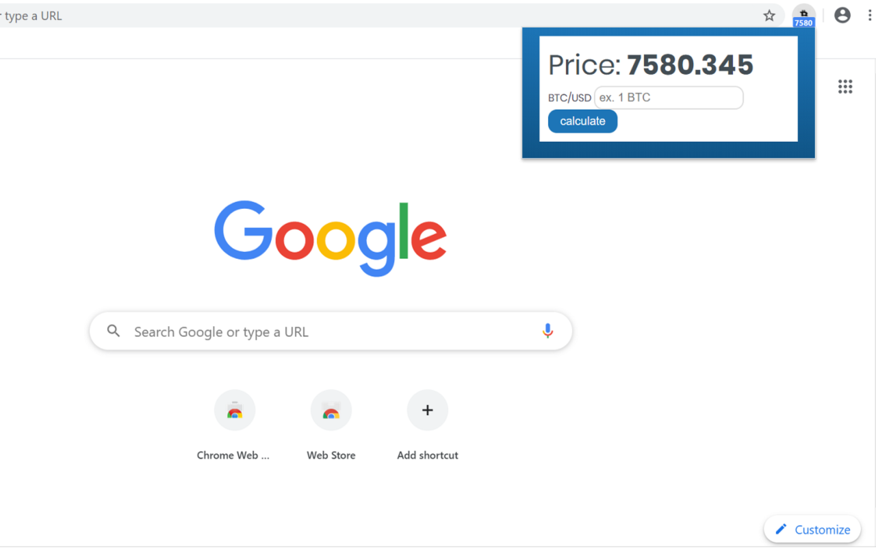 BTC price bage tracker chrome谷歌浏览器插件_扩展第1张截图