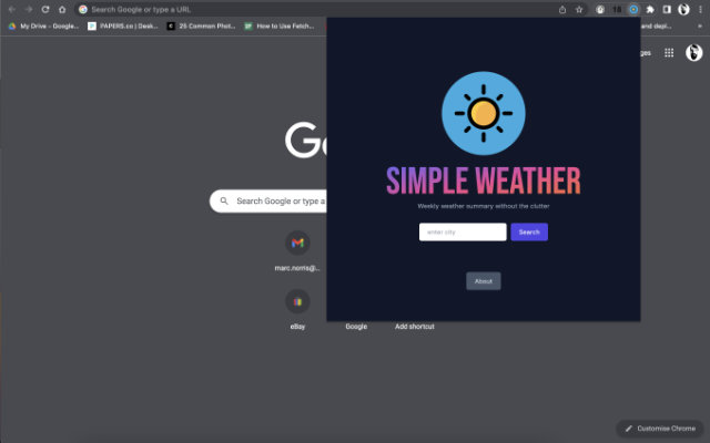 Simple Weather chrome谷歌浏览器插件_扩展第1张截图