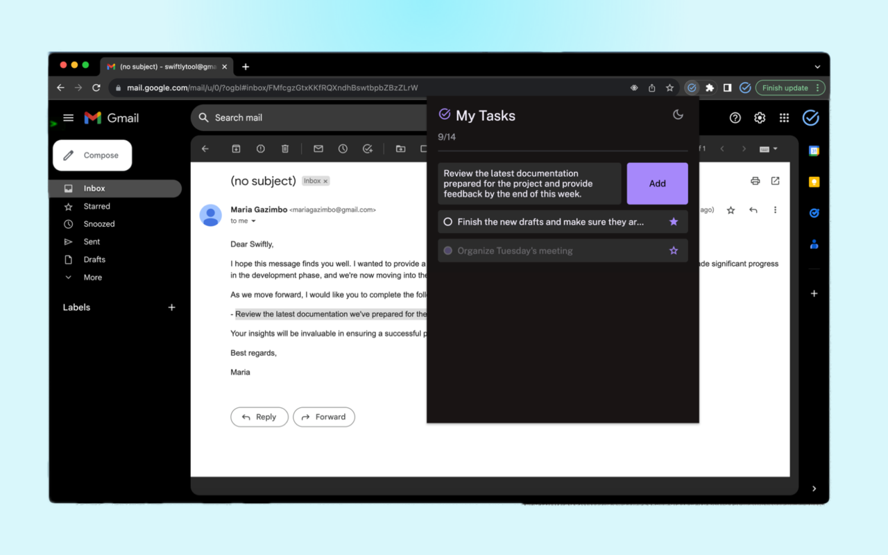 Swiftly: Email Summarizer & Task Creator chrome谷歌浏览器插件_扩展第1张截图