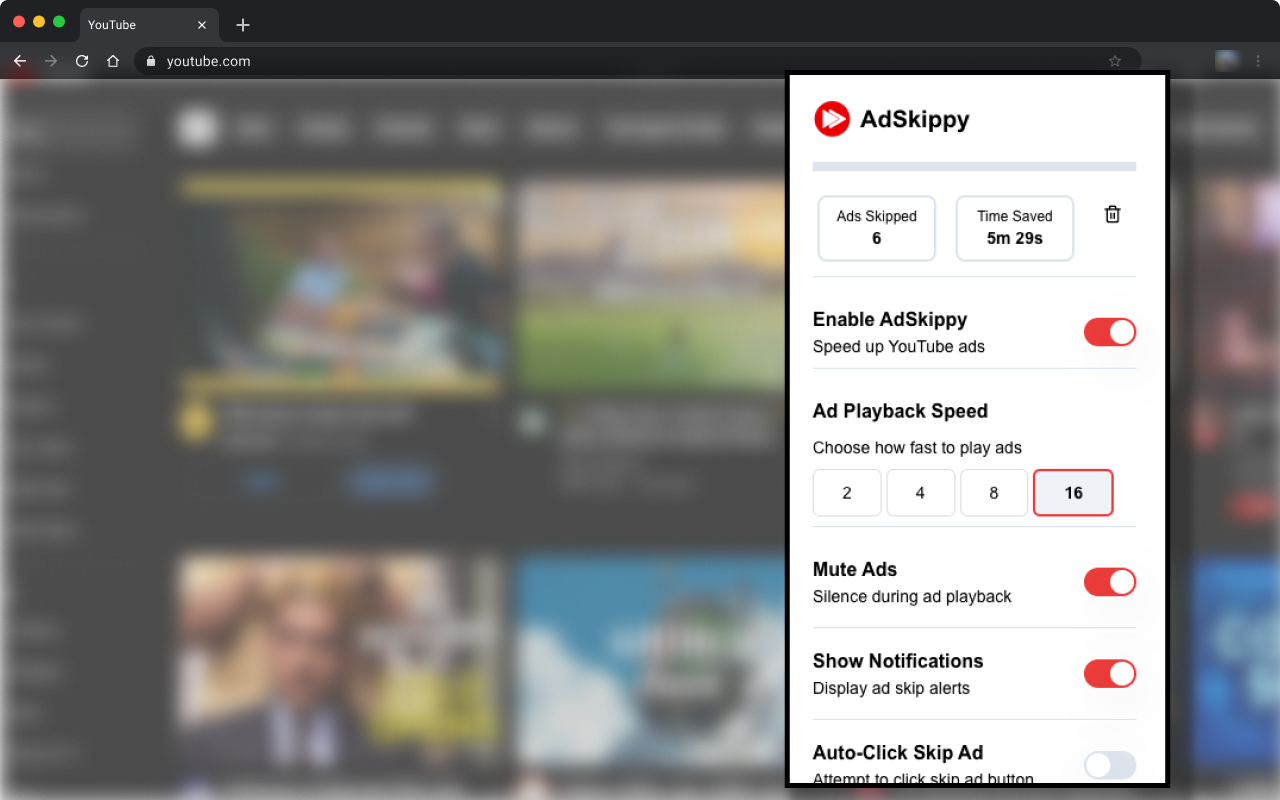 AdSkippy chrome谷歌浏览器插件_扩展第2张截图
