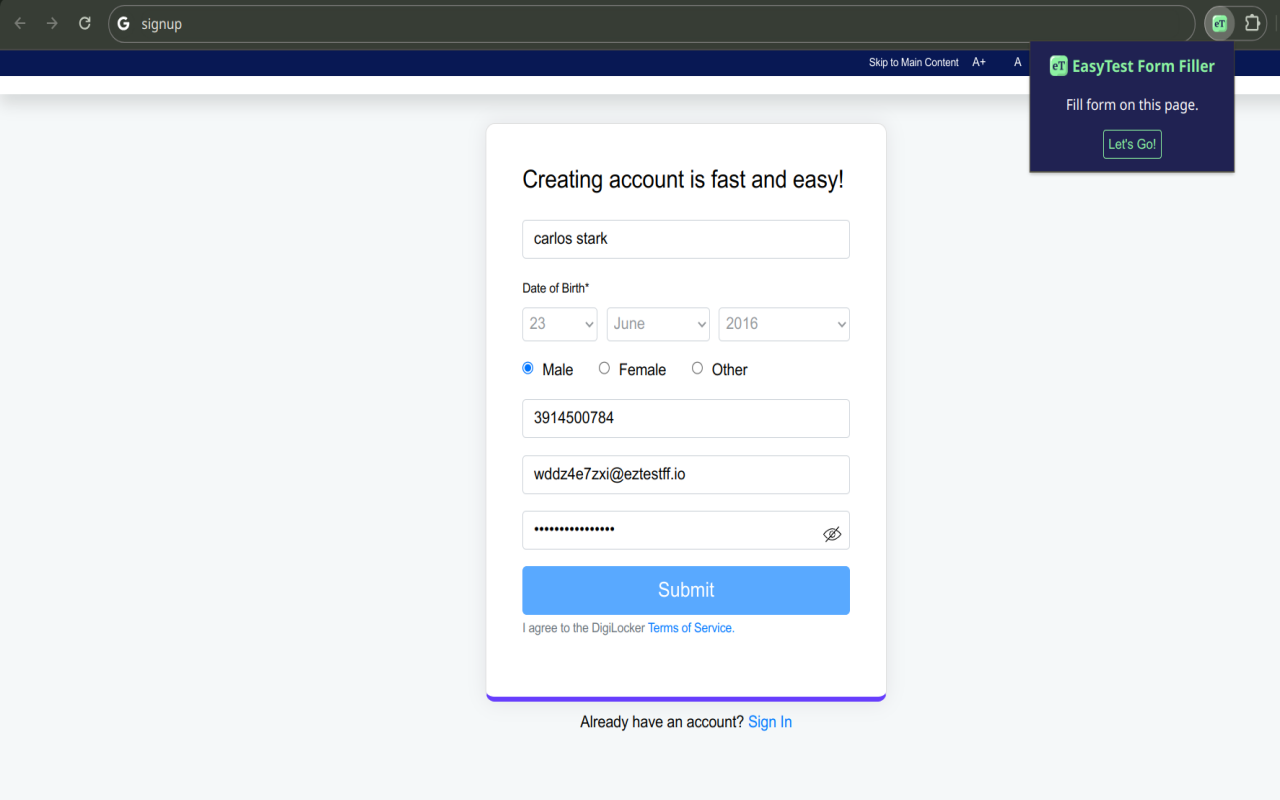 EasyTest Form Filler chrome谷歌浏览器插件_扩展第3张截图