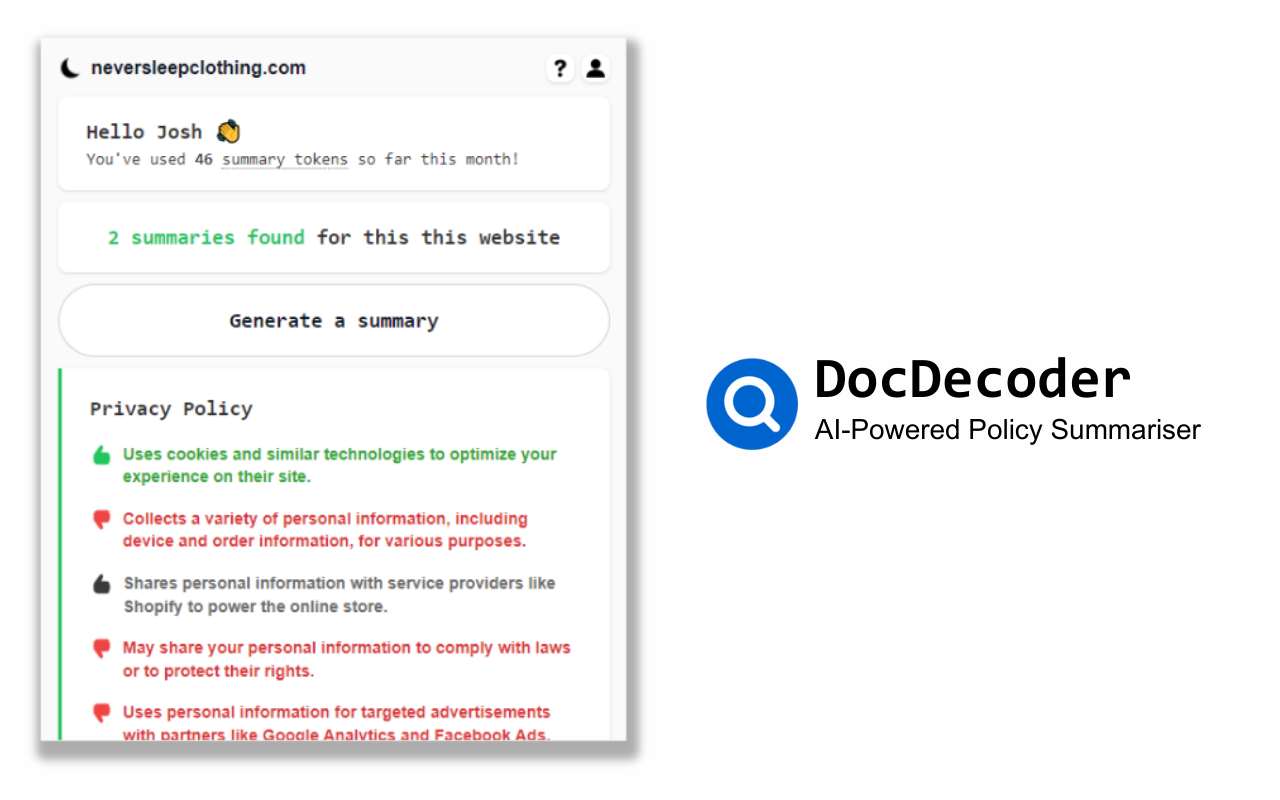 DocDecoder - Summarize Web Policies With AI chrome谷歌浏览器插件_扩展第4张截图