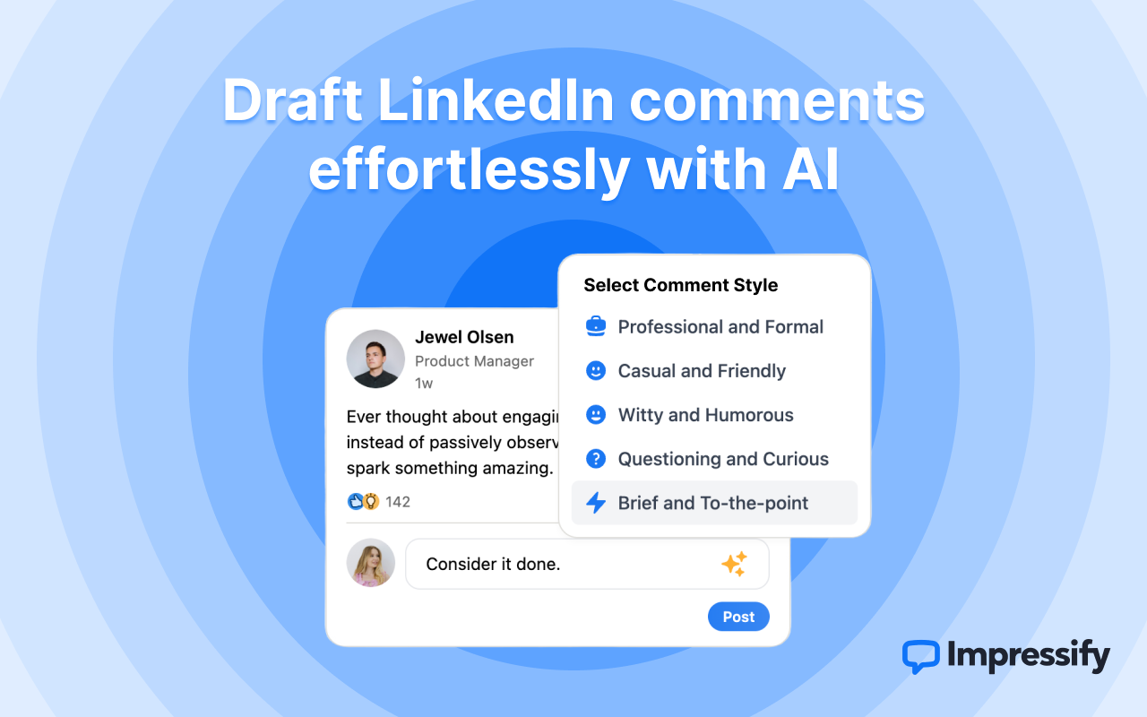 Impressify: AI-powered LinkedIn Comments chrome谷歌浏览器插件_扩展第1张截图